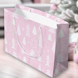 Pink Trees Winter Weihnachten Große Geschenktüte