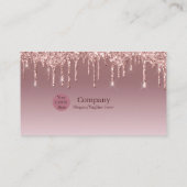 Pink Trendy Drip Sparkle Glitter Visitenkarte (Rückseite)