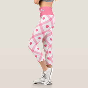 Pink Trendy Heart Valentinstag Collection Capri Leggings