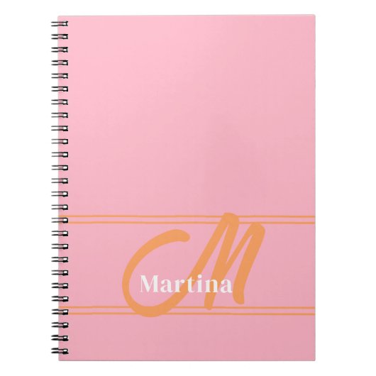 Pink Trendy Modern Monogram Urband Notizblock (Vorderseite)