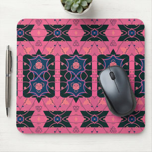 Pink Trendy Ornamental Geometric Pattern Mousepad