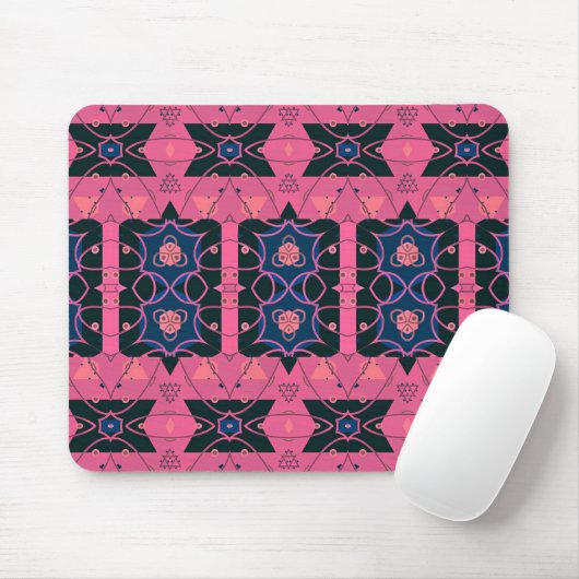 Pink Trendy Ornamental Geometric Pattern Mousepad (Mit Mouse)