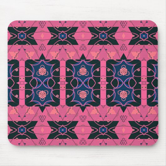Pink Trendy Ornamental Geometric Pattern Mousepad (Vorne)