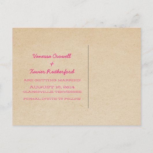 Pink Trendy Stripes Save the Date Postkarte (Rückseite)