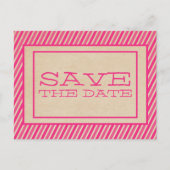 Pink Trendy Stripes Save the Date Postkarte (Vorderseite)