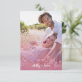 Pink Trendy Transparency Effect Photo Couple Einladung (Stehend Vorderseite)