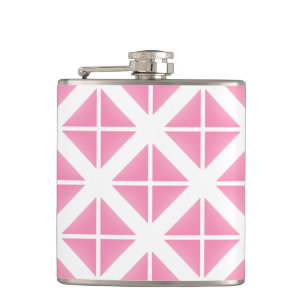 Pink Trendy Triangle Pattern Flachmann