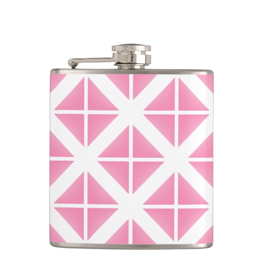 Pink Trendy Triangle Pattern Flachmann (Vorderseite)