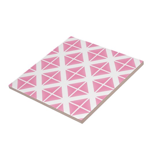 Pink Trendy Triangle Pattern Fliese (Seite)