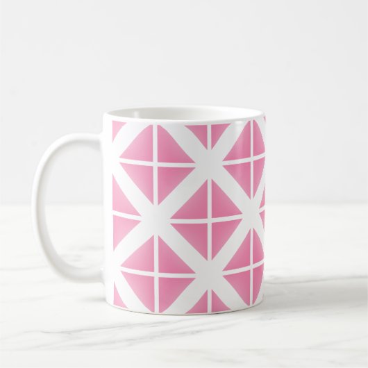 Pink Trendy Triangle Pattern Kaffeetasse (Links)