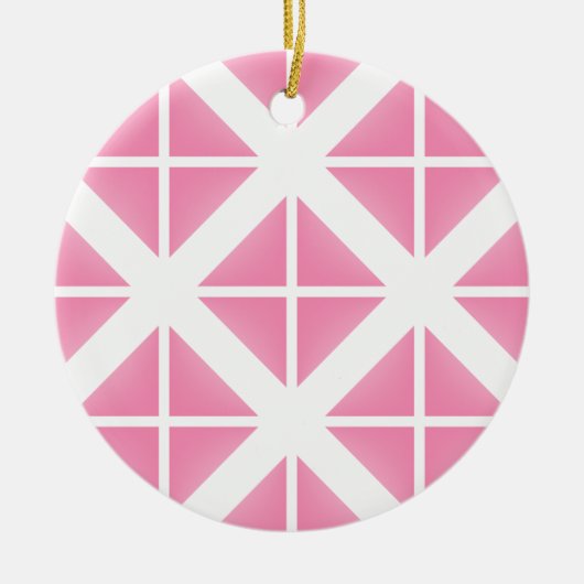 Pink Trendy Triangle Pattern Keramik Ornament (Vorne)
