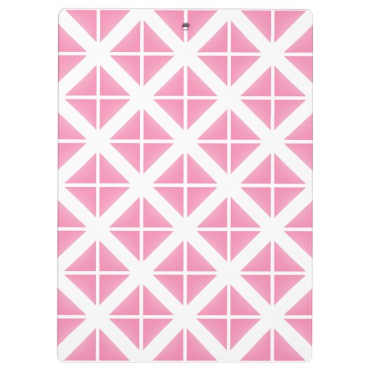 Pink Trendy Triangle Pattern Klemmbrett (Rückseite)