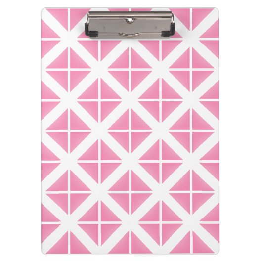 Pink Trendy Triangle Pattern Klemmbrett (Vorderseite)