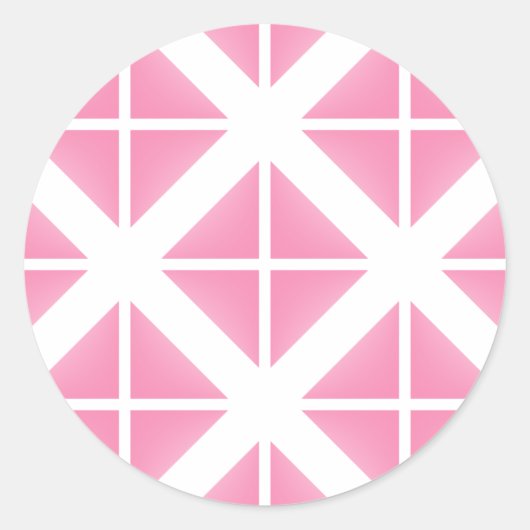 Pink Trendy Triangle Pattern Runder Aufkleber (Vorderseite)