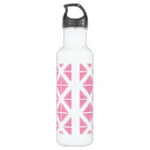 Pink Trendy Triangle Pattern Trinkflasche (Rückseite)