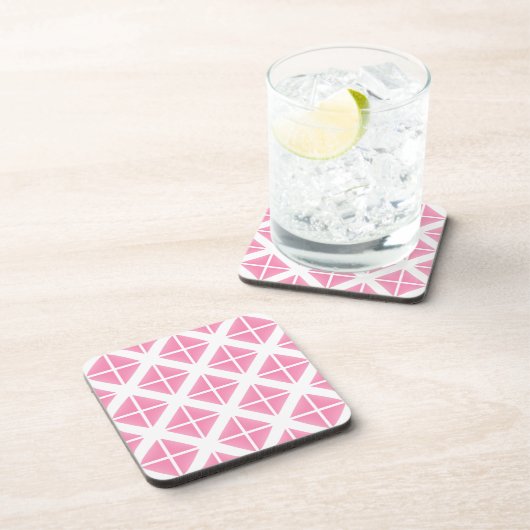 Pink Trendy Triangle Pattern Untersetzer (Rechte Seite)