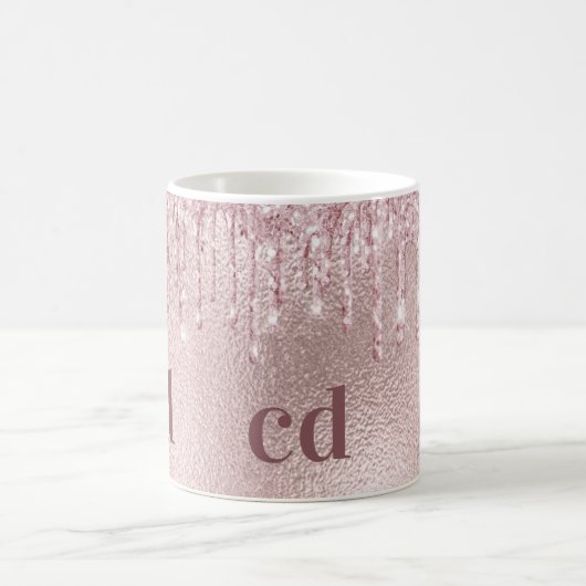 Pink-Tropfen-Monogramm Kaffeetasse (Mittel)