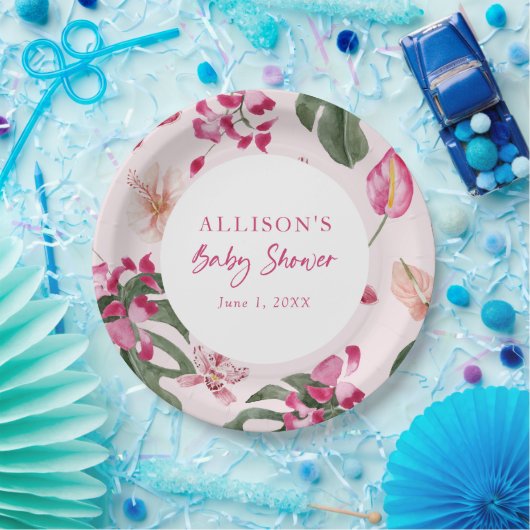 Pink Tropical Baby Pappteller (Party)