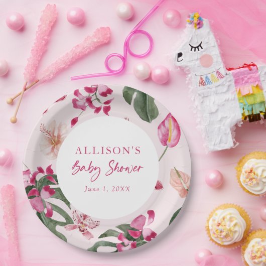 Pink Tropical Baby Pappteller (Party)