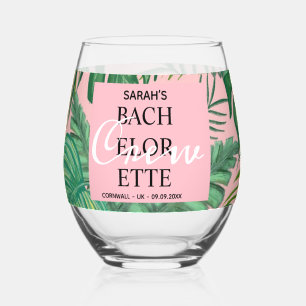 Pink Tropical Beach Palm Bridesmaids Weinglas Ohne Stiel