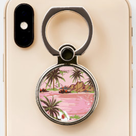 Pink Tropical Beach Palms Handy Ring