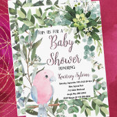 Pink Tropical Bird Watercolor Kinderdusche Einladung