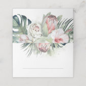 Pink Tropical Blume Beach Hochzeit Platzkarte (Außenseite Aufgefaltet)