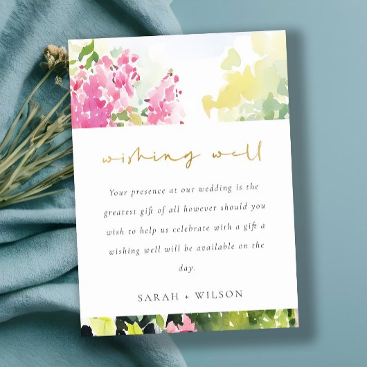 Pink Tropical Bougainvillea Hochzeit wünschend gut Begleitkarte