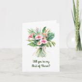 Pink Tropical Bouquet Wedding Party Card Einladung (Vorderseite)