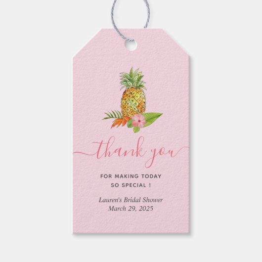 Pink Tropical Brautparty Vielen Dank Geschenkanhänger (Vorderseite)