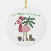 Pink Tropical Christmas Flamingo Keramik Ornament (Vorne)