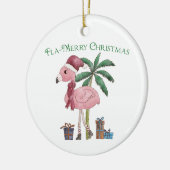 Pink Tropical Christmas Flamingo Keramik Ornament (Links)