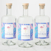 Pink Tropical Flamingo Beach Bachelorette Alkoholflaschenetikett (Flaschen)