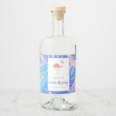 Pink Tropical Flamingo Beach Bachelorette Alkoholflaschenetikett (Vorderseite)