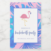 Pink Tropical Flamingo Beach Bachelorette Weinetikett (Einzelnes Label)