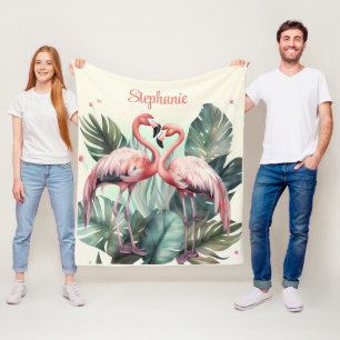 Pink Tropical Flamingo Fleecedecke