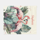 Pink Tropical Flamingo Fleecedecke (Vorderseite (Horizontal))
