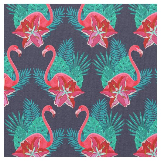 Pink Tropical Flamingo Muster Stoff (Nahaufnahme)