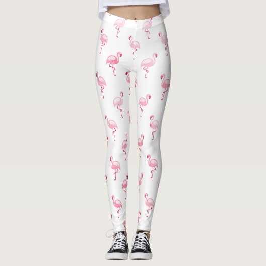 Pink Tropical Flamingo Summer Pattern Leggings (Vorderseite)