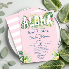 Pink Tropical Floral Aloha Girl Babydusche Einladung