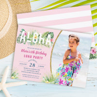 Pink Tropical Floral Aloha Luau Birthday Foto
