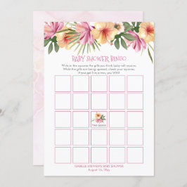 Pink Tropical Floral Blooms Baby Showkarte Einladung