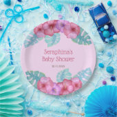Pink Tropical Floral Hibiskus Babyduschpapier Pl Pappteller (Party)