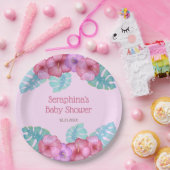 Pink Tropical Floral Hibiskus Babyduschpapier Pl Pappteller (Party)