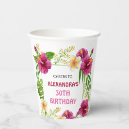 Pink Tropical Floral Luau Party Cups Geburtstag Pappbecher