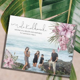Pink Tropical Floral Mele Kalikimaka Weihnachten