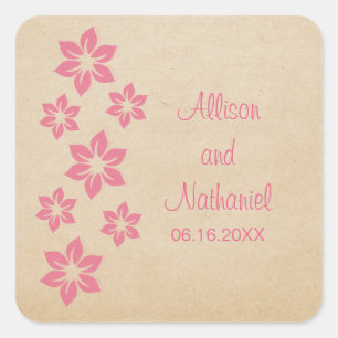 Pink Tropical Floral Wedding Stickers