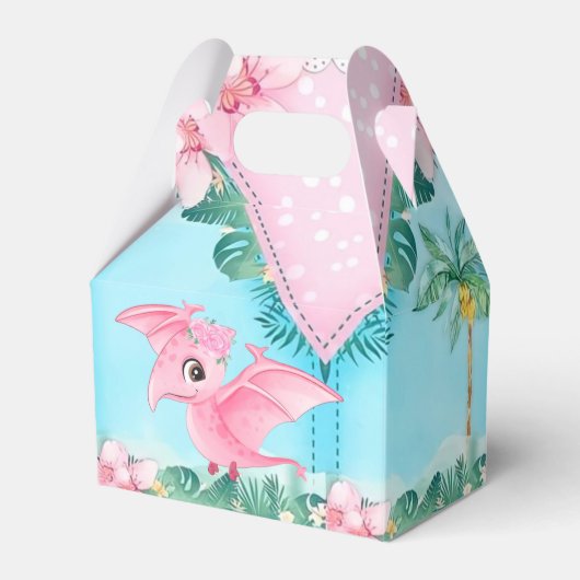Pink Tropical Flying Dinosaur Kinderdusche Geschenkschachtel (Vorderseite)