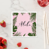 Pink Tropical Green Blätter Beach Summer Aloha Lua Serviette (Beispiel)
