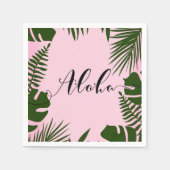 Pink Tropical Green Blätter Beach Summer Aloha Lua Serviette (Vorderseite)